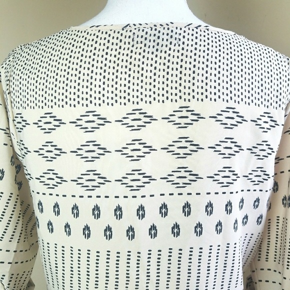 Antilia Femme tunic peasant blouse sz M Tan Beige Black Boho - Picture 6 of 8